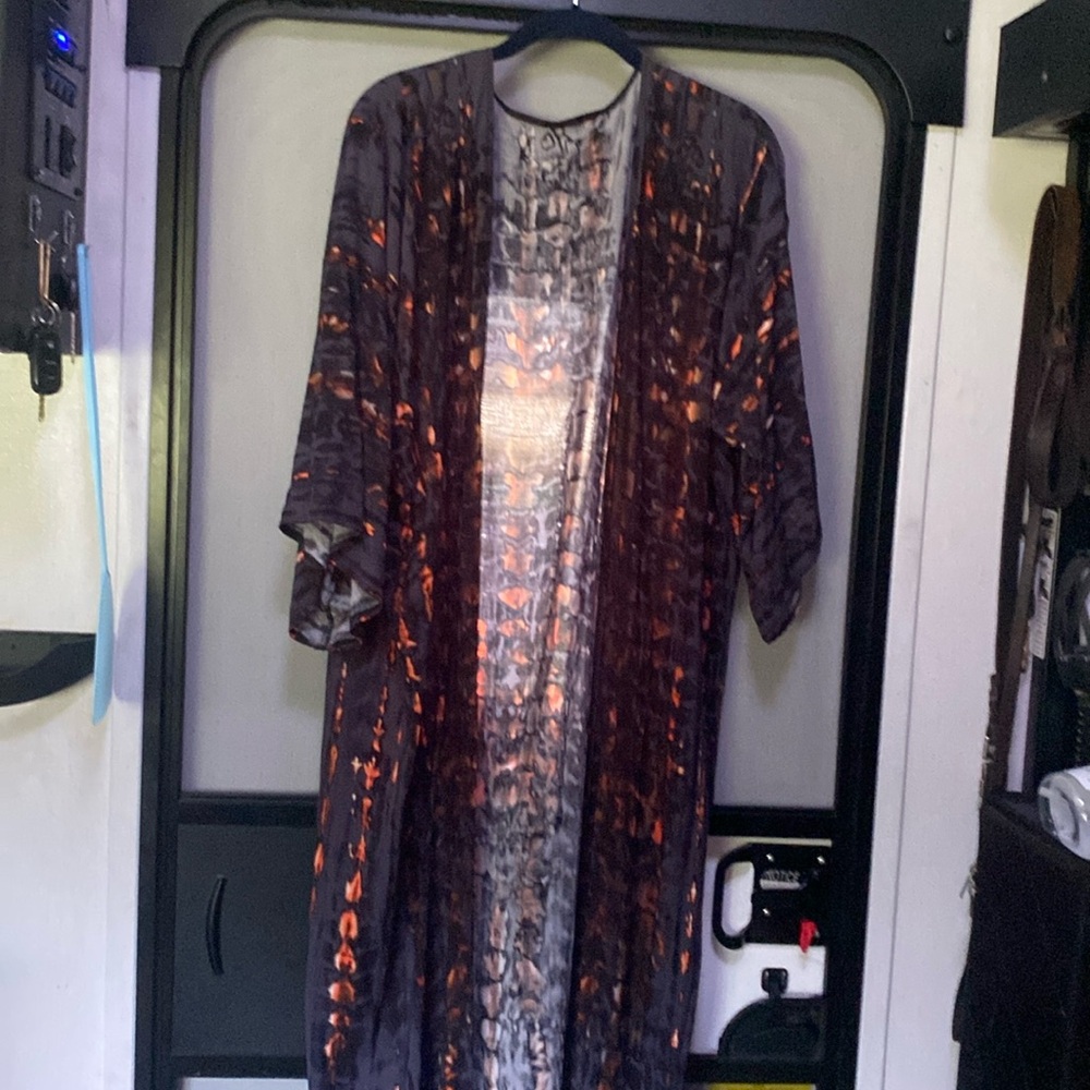 Tie dye Long kimono/ beach cover up with waist tie